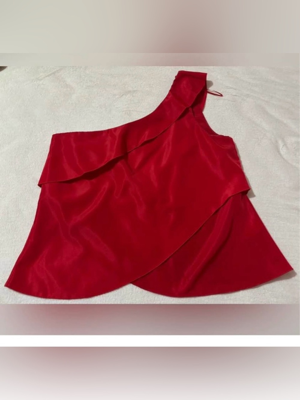Zara Red One-Shoulder Ruffle Top - Picture 2 of 3